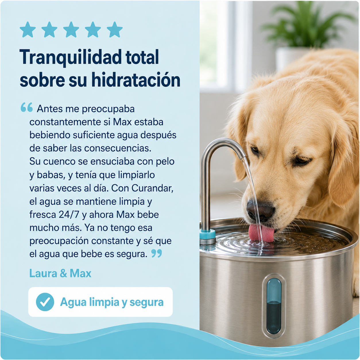 Fuente de agua Curandar para perros de 2.2 L