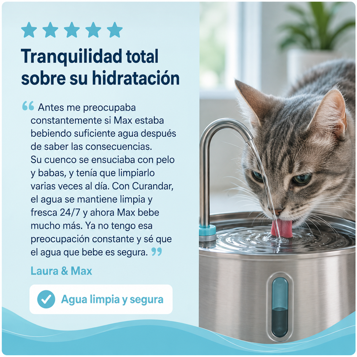 Fuente de agua para gatos Curandar 2.2L