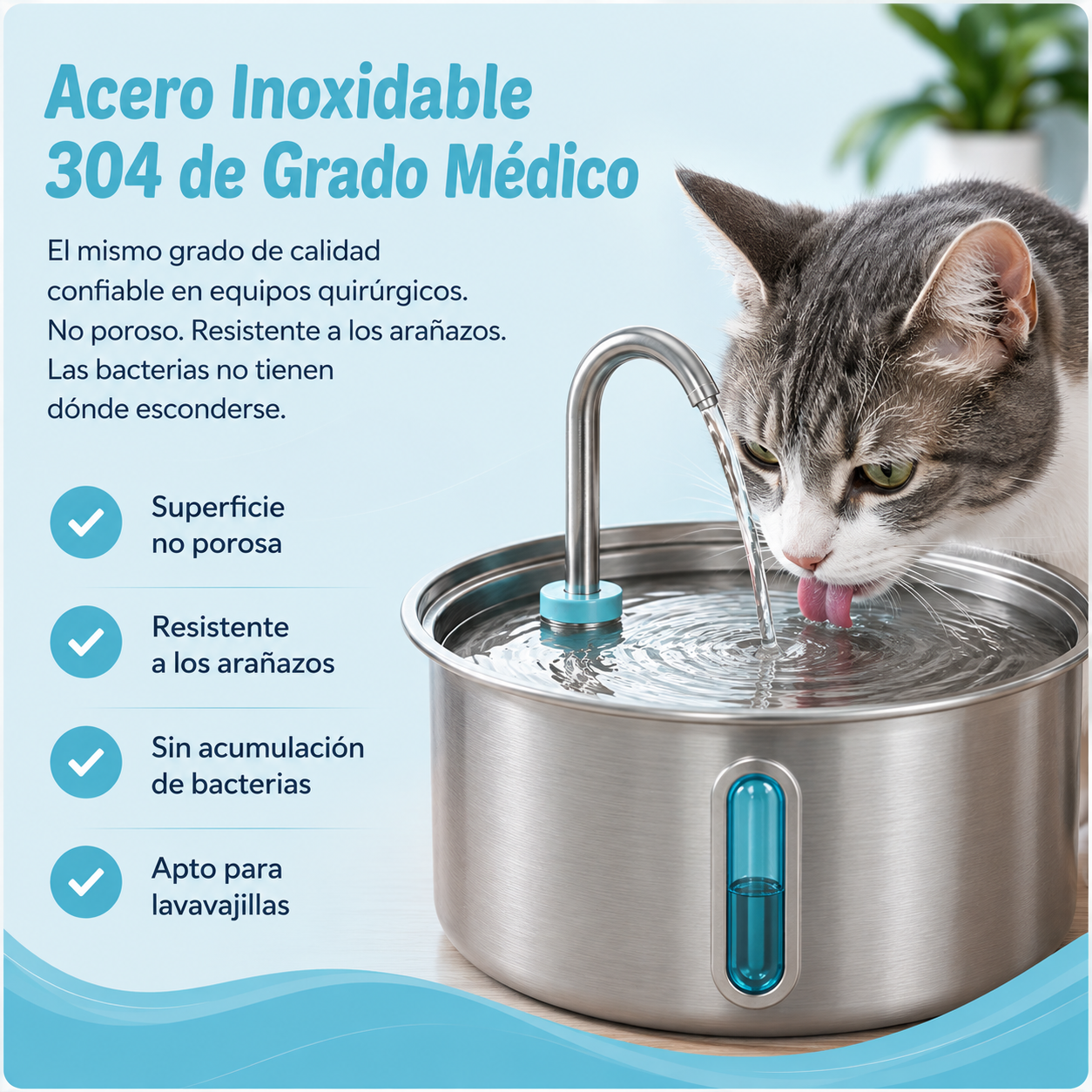 Fuente de agua para gatos Curandar 2.2L